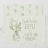 サグアーロサボテン手描き緑の赤ちゃんシャワー 招待状 (正面/裏面)