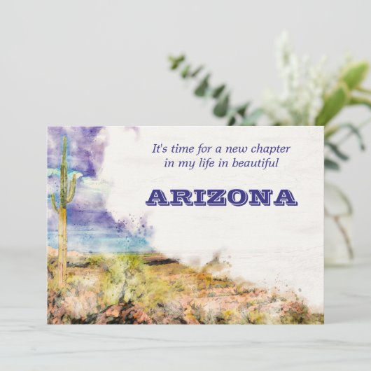 サグアーロサボテン水彩紫青移動 案内状 (スタンド正面)