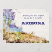 サグアーロサボテン水彩紫青移動 案内状 (正面/裏面)