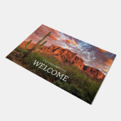 サグアーロサボテン迷信マウンテンサンセットクラウド ドアマット (アングル)