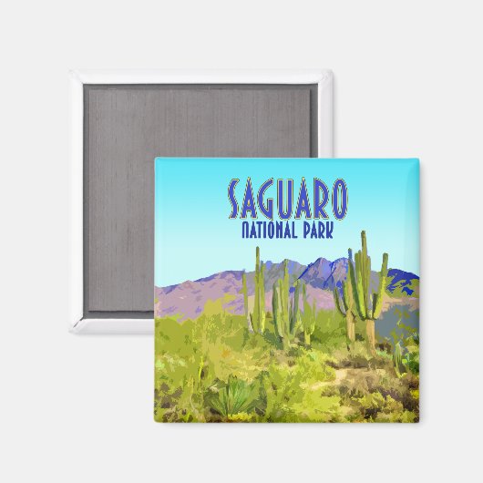 サグアーロナショナルパークアリゾナサボスヴィンテージ マグネット (正面/裏面)