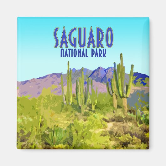 サグアーロナショナルパークアリゾナサボスヴィンテージ マグネット (正面)