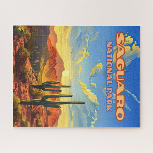 サグアーロナショナルパークアリゾナデザートカボスレトロ ジグソーパズル (横)