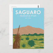 サグアーロナショナルパークアリゾナリンコンピークヴィンテージ ポストカード (正面/裏面)