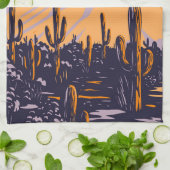 サグアーロナショナルパークアリゾナワソンピークヴィンテージ キッチンタオル (折り畳み)