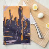 サグアーロナショナルパークアリゾナワソンピークヴィンテージ キッチンタオル (四つ折り)