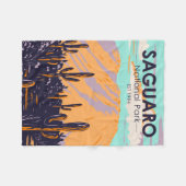 サグアーロナショナルパークアリゾナワソンピークヴィンテージ フリースブランケット (正面(横))