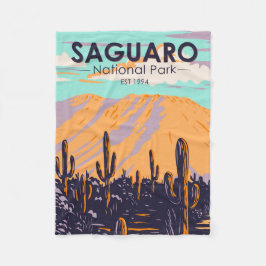 サグアーロナショナルパークアリゾナワソンピークヴィンテージ フリースブランケット