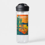 サグアーロナショナルパークアリゾナヴィンテージ ウォーターボトル<br><div class="desc">Saguaroベクトルアートワークデザイン。公園は、砂漠の環境に先住民の大きなサグアーロのサボテンの名前を付けている。</div>