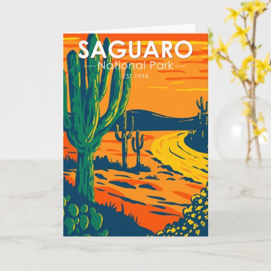サグアーロナショナルパークアリゾナヴィンテージ カード (黄色い花)