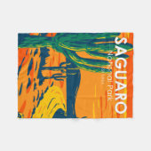 サグアーロナショナルパークアリゾナヴィンテージ フリースブランケット (正面(横))