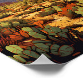 サグアーロナショナルパークイラストレーションレトロ ポスター (角)