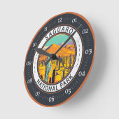 サグアーロナショナルパークカクティイン春バッジ ラウンド壁時計 (傾斜)