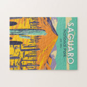 サグアーロナショナルパークカクティイン春ヴィンテージ ジグソーパズル (横)