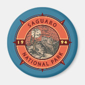 サグアーロナショナルパークコヨーテレトロコンパスエンブレム マグネット (正面)