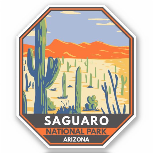 サグアーロ国立公園アリゾナジャイアントサボテンヴィンテージ シール (正面)