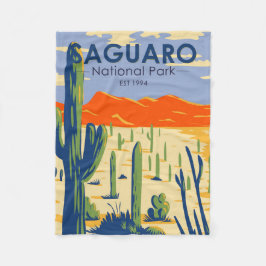 サグアーロ国立公園アリゾナジャイアントサボテンヴィンテージ フリースブランケット