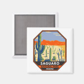 サグアーロ国立公園アリゾナジャイアントサボテンヴィンテージ マグネット (正面/裏面)