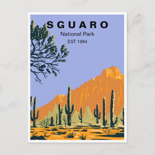 サグアーロ国立公園アリゾナヴィンテージ旅行レトロ ポストカード (正面)