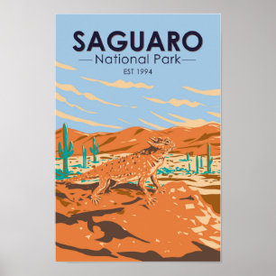 サグアーロ国立公園ホーネドリザードヴィンテージ ポスター