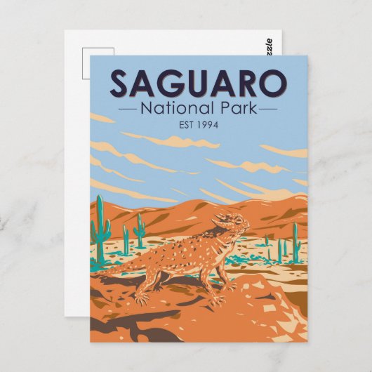 サグアーロ国立公園ホーネドリザードヴィンテージ ポストカード (正面/裏面)
