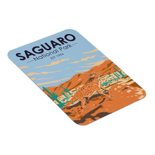 サグアーロ国立公園ホーネドリザードヴィンテージ マグネット (右側)