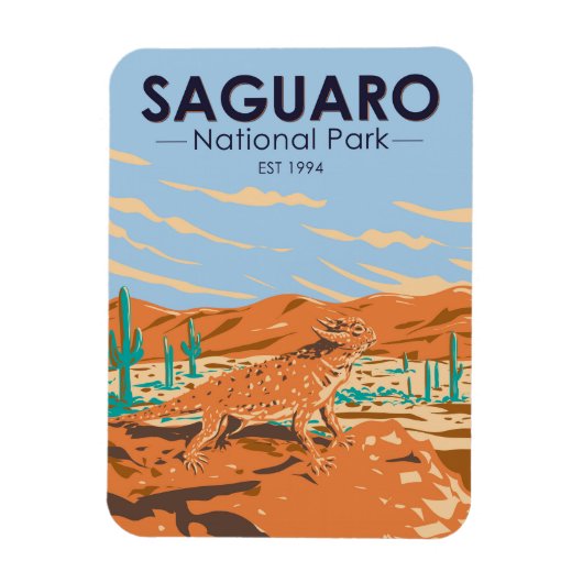 サグアーロ国立公園ホーネドリザードヴィンテージ マグネット (縦)