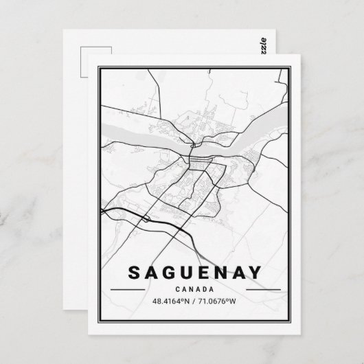 サグエニーケベックカナダトラベルシティマップ ポストカード (正面/裏面)