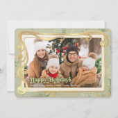 サググリーンとゴールドの写真のホリデーカードです。 シーズンカード (正面)