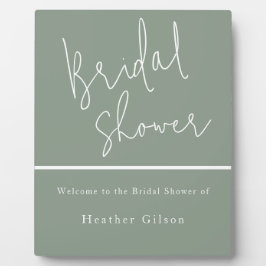 サググリーンのウェディングシャワーのお出迎え看板 エントランス フォトプラーク