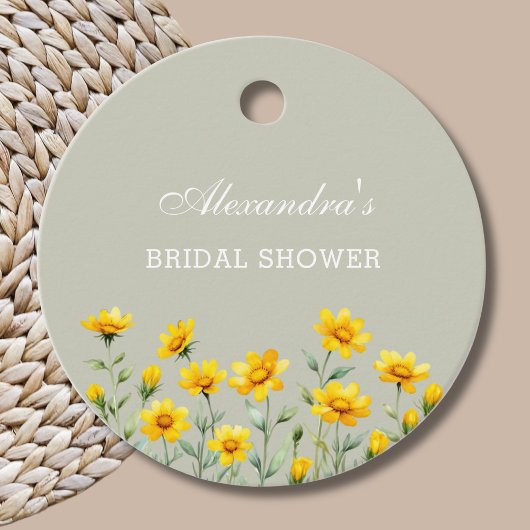 サググリーンのワイルドフラワーブライダルシャワーのお礼 フェイバータグ