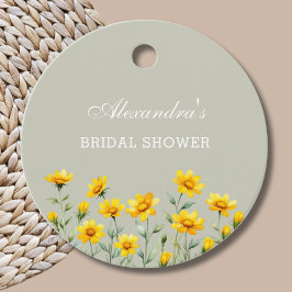 サググリーンのワイルドフラワーブライダルシャワーの感謝を伝える フェイバータグ