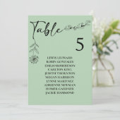 サググリーンの結婚式テーブルナンバー席次表 招待状 (スタンド正面)