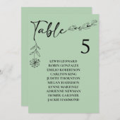 サググリーンの結婚式テーブルナンバー席次表 招待状 (正面/裏面)
