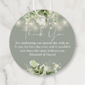 サググリーンの花のストリングライト 結婚式のお礼 フェイバータグ (裏面)