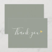サググリーン ゴールド ハート スクリプト ビジネス サンクス ポストカード (正面/裏面)