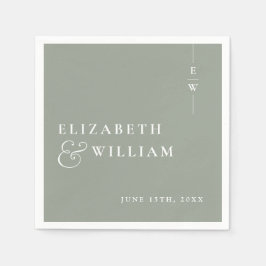サググリーン ミニマリスト エレガント モノグラム ウェディング スタンダードカクテルナプキン