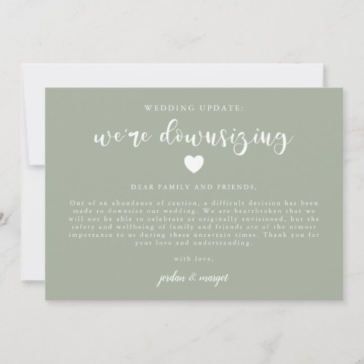 サググリーン　結婚式縮小のお知らせ 案内状 (正面)