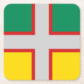 サグネー・ラック・サンジャン国旗(ケベック州) スクエアペーパーコースター (正面)