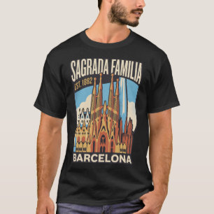 サグラダ・ファミリア バルセロナ スペイン ヴィンテージ トラベル ポス Tシャツ