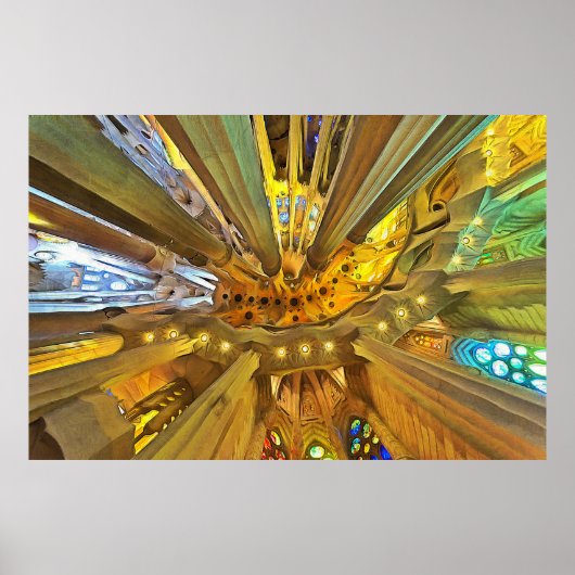 サグラダ・ファミリア。内部.ビュー27. ポスター (正面)