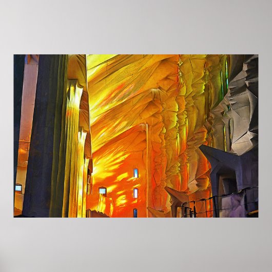 サグラダ・ファミリア。内部.ビュー2. ポスター (正面)