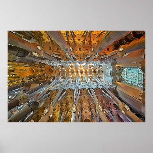 サグラダ・ファミリア。内部.ビュー31. ポスター (正面)