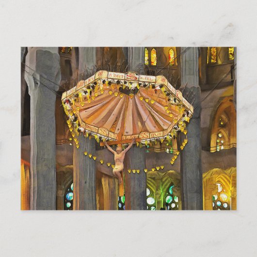 サグラダ・ファミリア。内部.ビュー4. ポストカード (正面)