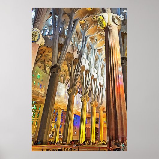 サグラダ・ファミリア。内部.ビュー9. ポスター (正面)