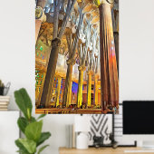 サグラダ・ファミリア。内部.ビュー9. ポスター (ホームオフィス)