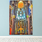 サグラダ・ファミリア。夕暮れ時に内側を表示 キャンバスプリント (インサイチュ (ウッドフロア))