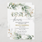 サグリーン色のウェディングシャワー招待状 招待状 (正面/裏面)