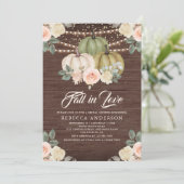 サグリーン パンプキン ピーチ フラワーフローラル ウッド ブライダルシャワー 招待状 (スタンド正面)