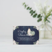 サグリーン パンプキン フローラル 秋 ネイビー ディスプレイ シャワー エンクロージャーカード (スタンド正面)